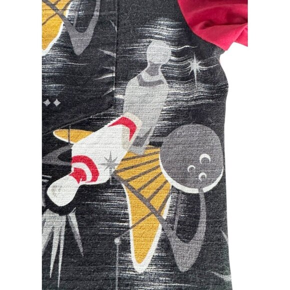 VTG Men's Sz XL Red & Black Panel Button Up Bowling Shirt Bowling Pins Mid Cent - Picture 8 of 10